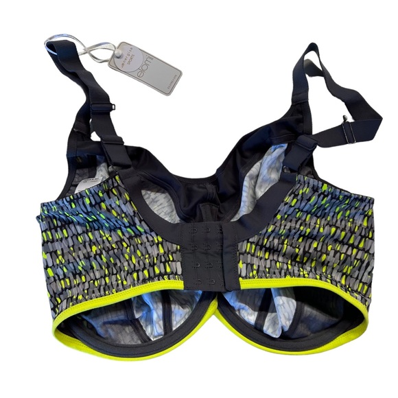 ELOMI Energise J-Hook Underwire Sports Bra 8042 Lime twist gray US size 34N NWT - Picture 10 of 14